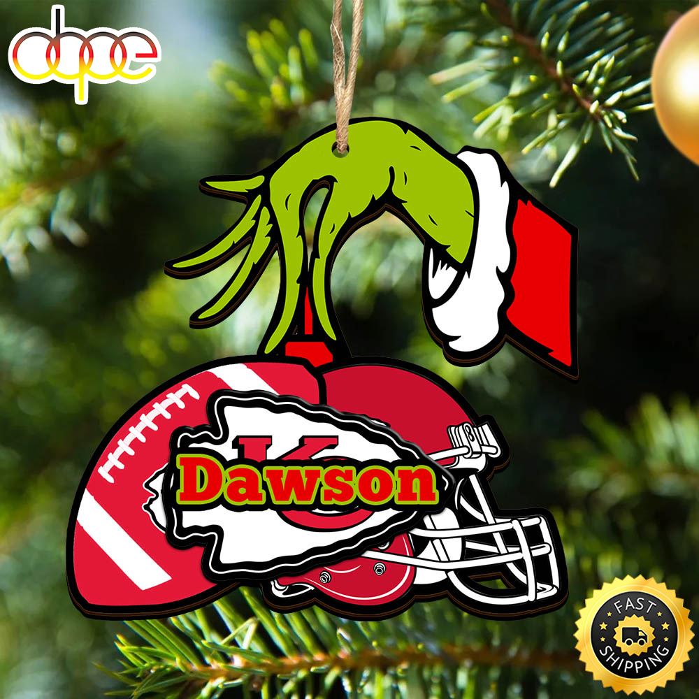 NFL Kansas City Chiefs Personalized Your Name Grinch And Football Ornament Rneqex