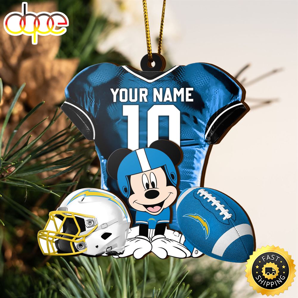 NFL Los Angeles Chargers Mickey Mouse Christmas Ornament Custom Your Name And Number Lmjlbe.jpg