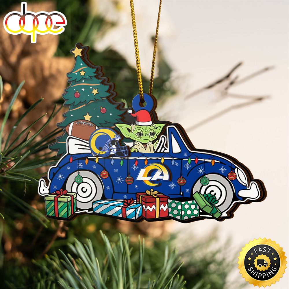 NFL Los Angeles Rams And Baby Yoda Christmas Ornament