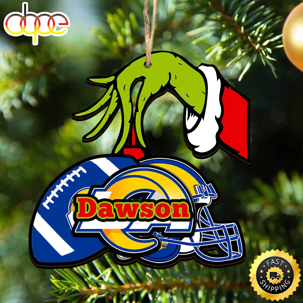 NFL Los Angeles Rams Personalized Your Name Grinch And Football Ornament Mpanrp