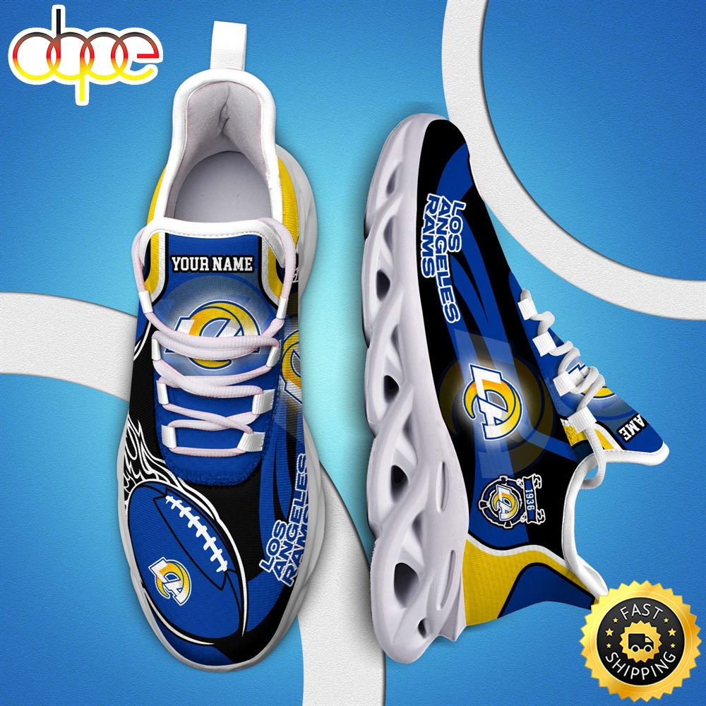 NFL Los Angeles Rams White C Sneakers Personalized Your Name