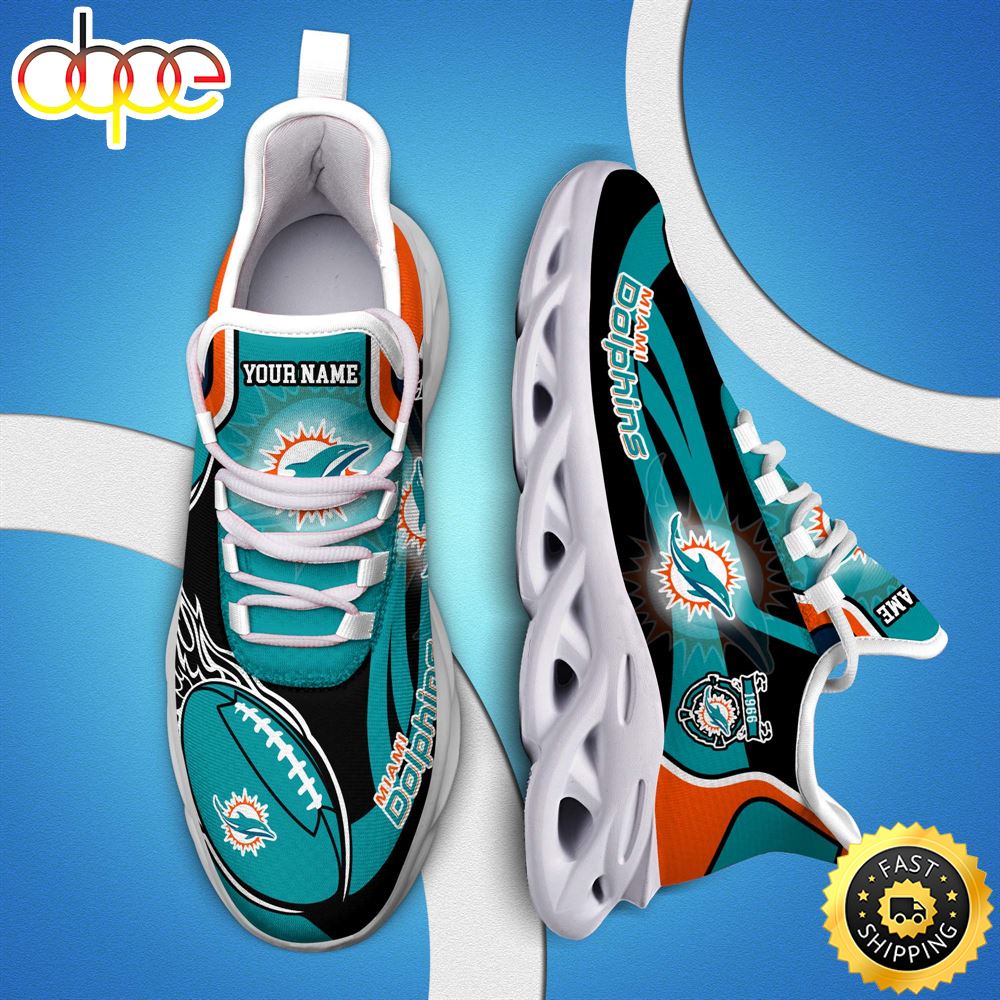 NFL Miami Dolphins White C Sneakers Personalized Your Name