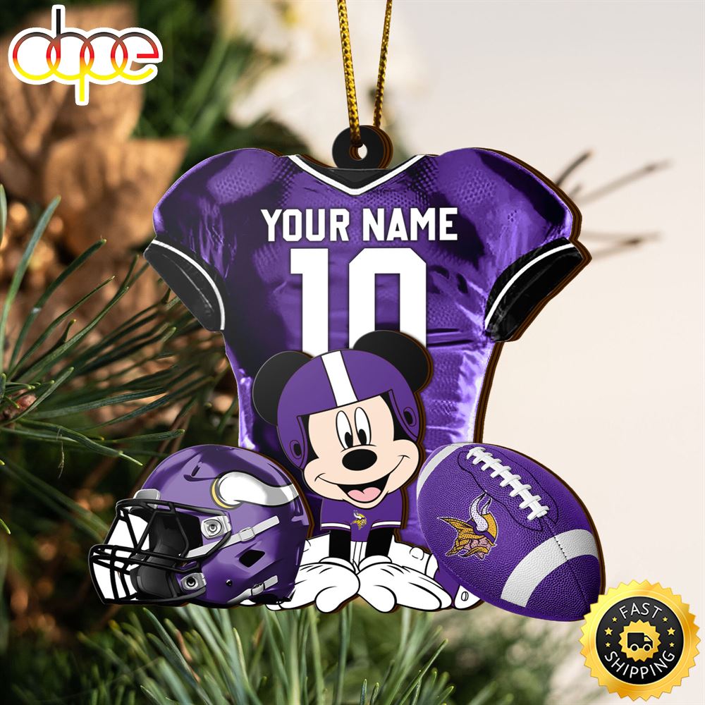 NFL Minnesota Vikings Mickey Mouse Christmas Ornament Custom Your Name And Number Snopor.jpg