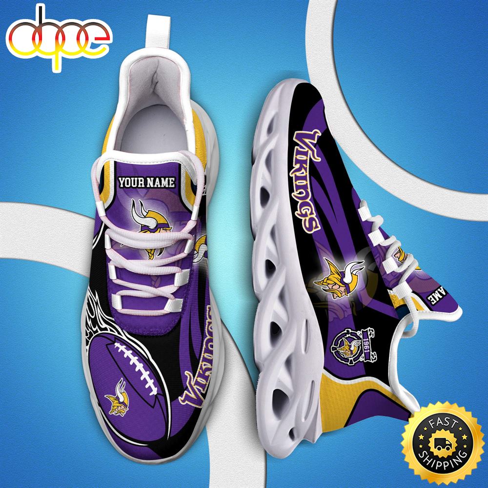 NFL Minnesota Vikings White C Sneakers Personalized Your Name