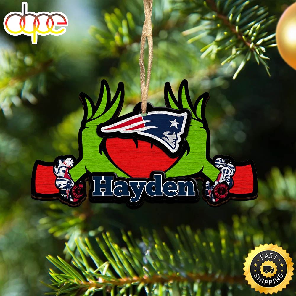 NFL New England Patriots Grinch Christmas Ornament Personalized Your Name