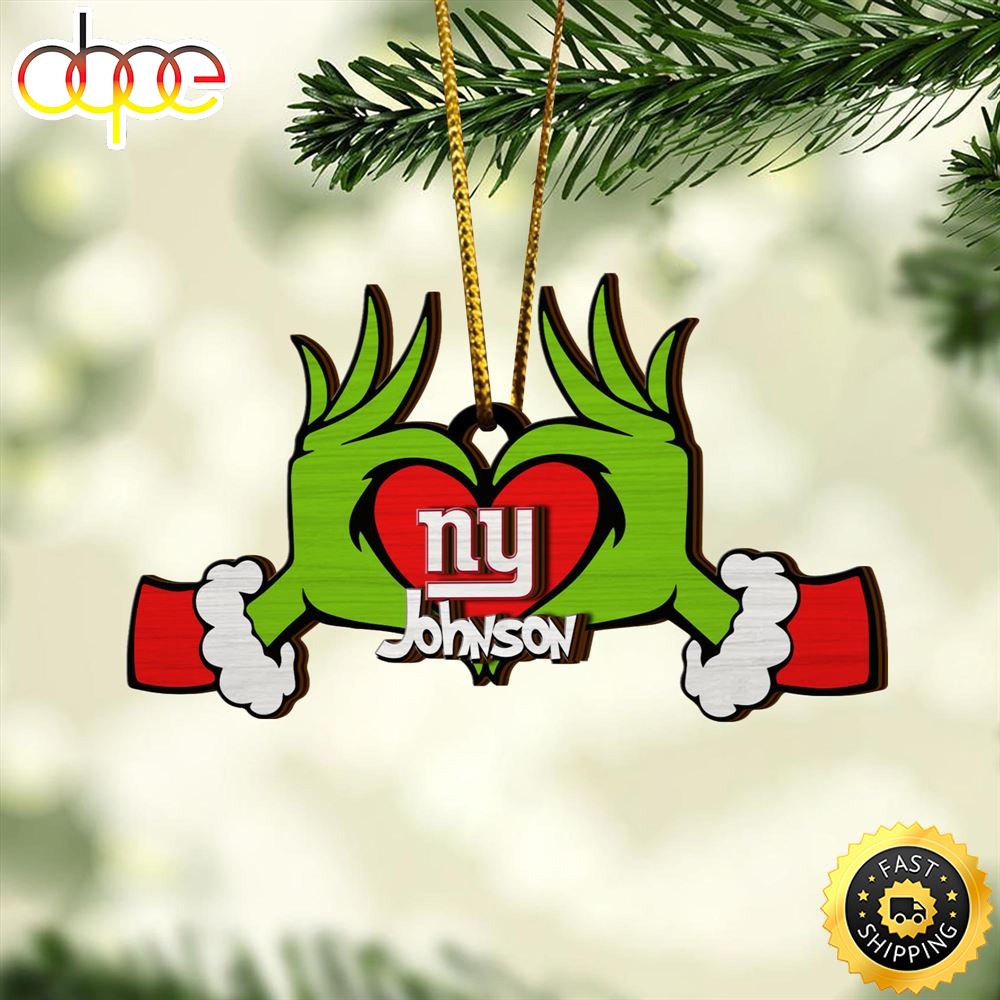 NFL New York Giants And Grinch Xmas Ornament Custom Your Name