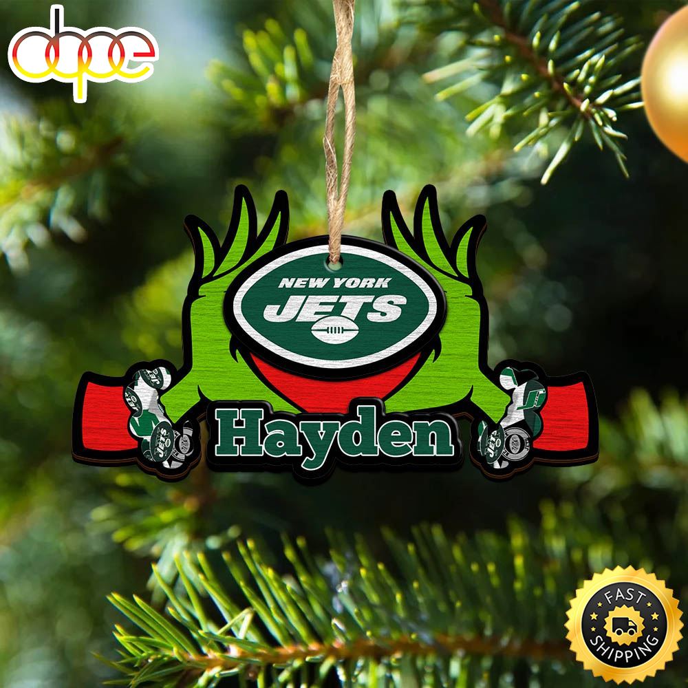 NFL New York Jets Grinch Christmas Ornament Personalized Your Name