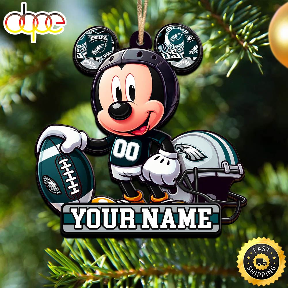 NFL Philadelphia Eagles Mickey Mouse Ornament Personalized Your Name