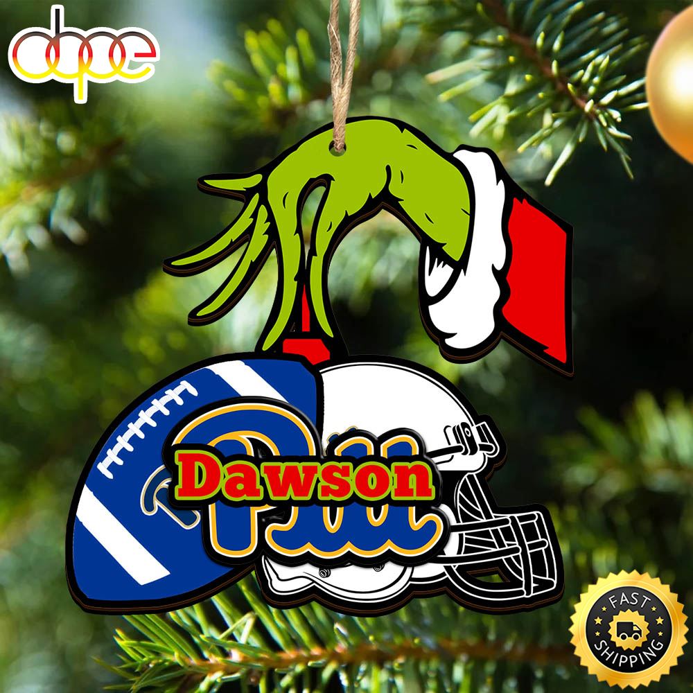 NFL Pittsburgh Panthers Personalized Your Name Grinch And Football Ornament Aeyuql
