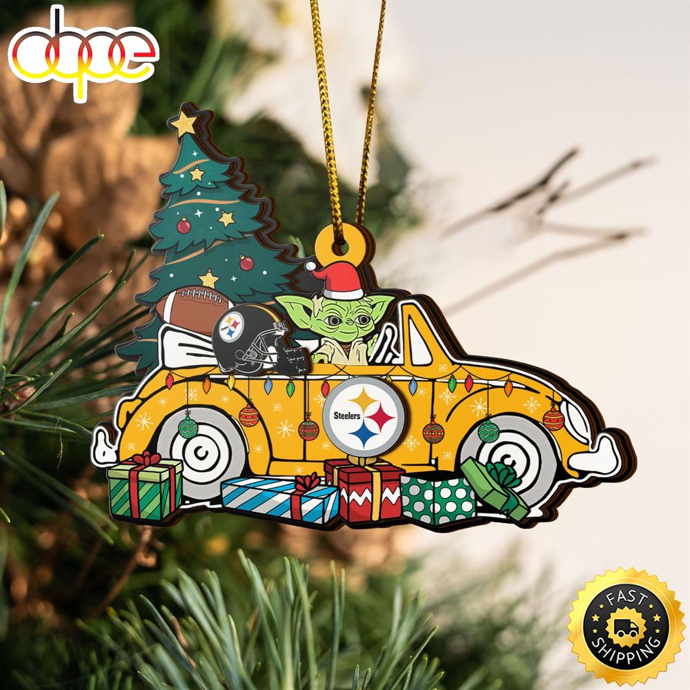 NFL Pittsburgh Steelers And Baby Yoda Christmas Ornament