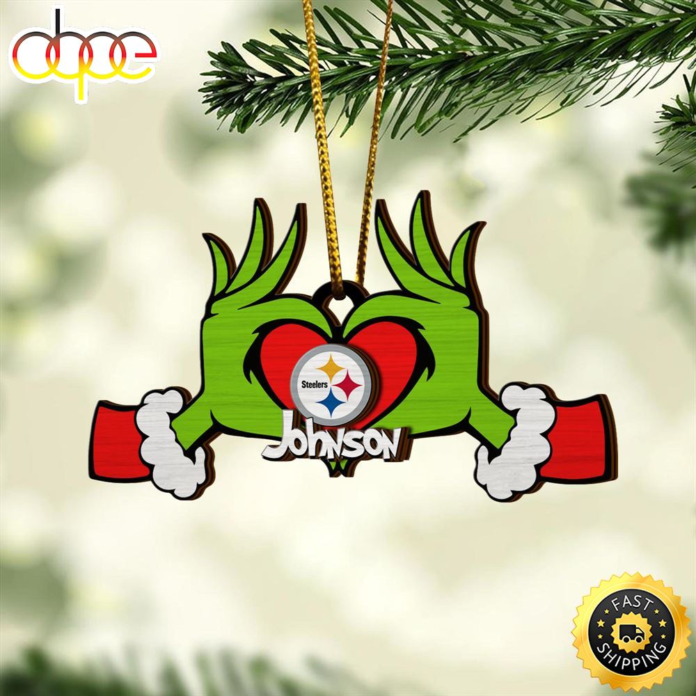 NFL Pittsburgh Steelers And Grinch Xmas Ornament Custom Your Name