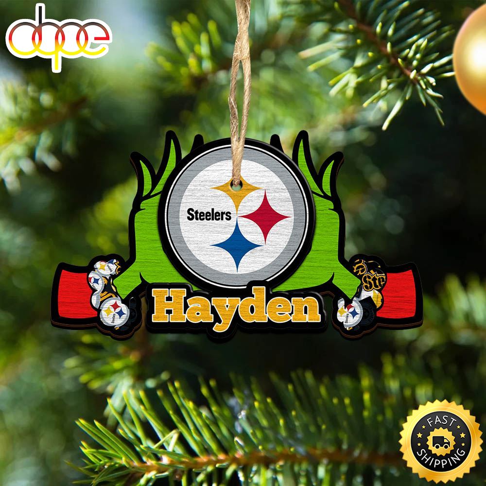 NFL Pittsburgh Steelers Grinch Christmas Ornament Personalized Your Name