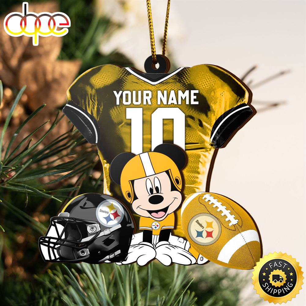 NFL Pittsburgh Steelers Mickey Mouse Christmas Ornament Custom Your Name And Number Wpgls4.jpg
