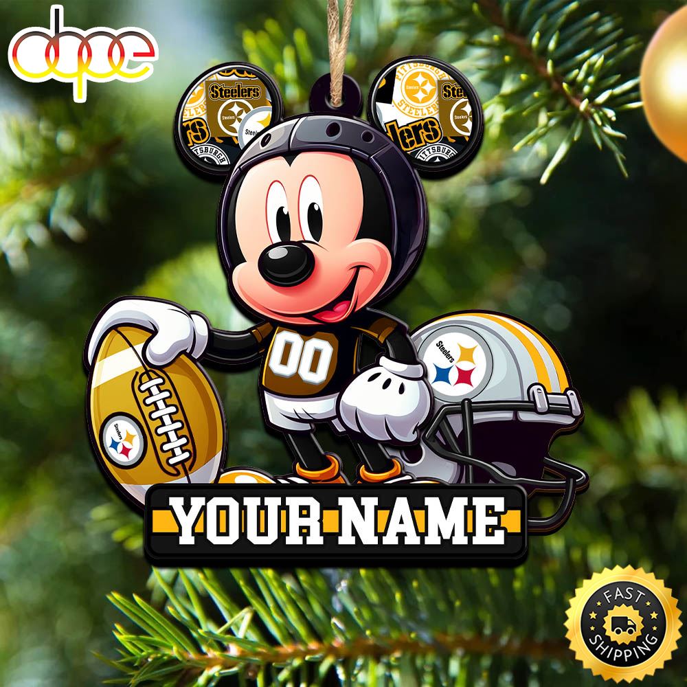 NFL Pittsburgh Steelers Mickey Mouse Ornament Personalized Your Name