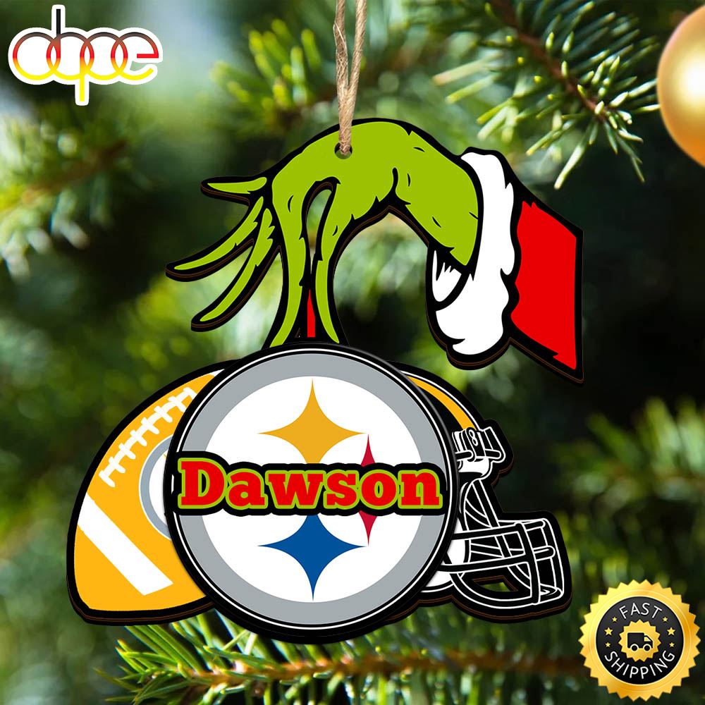 NFL Pittsburgh Steelers Personalized Your Name Grinch And Football Ornament Fke6ak