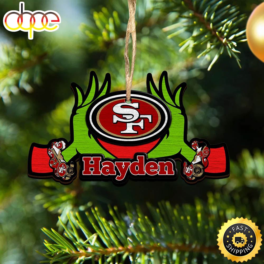 NFL San Francisco 49ers Grinch Christmas Ornament Personalized Your Name
