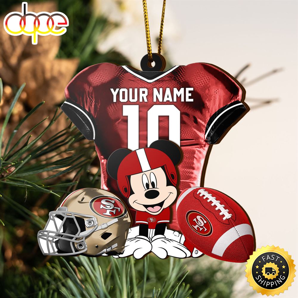 NFL San Francisco 49ers Mickey Mouse Christmas Ornament Custom Your Name And Number Zzm2wg.jpg