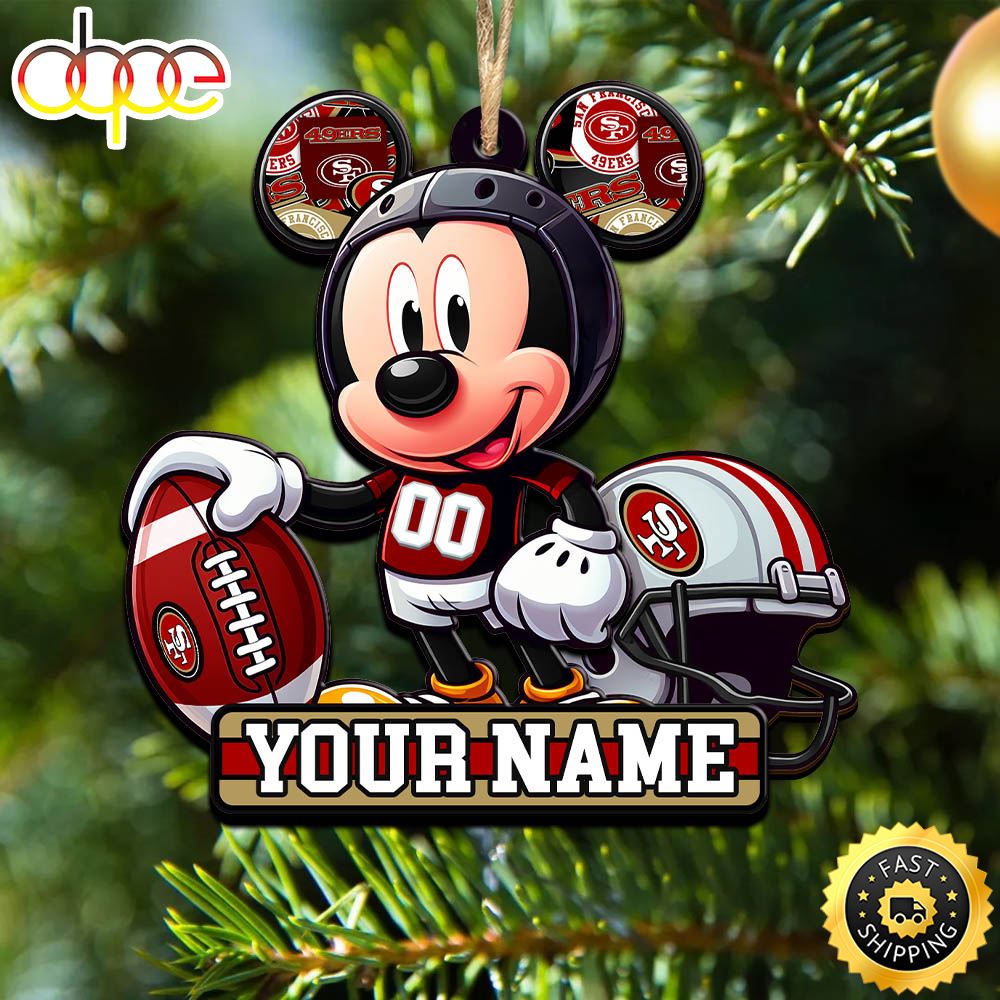 NFL San Francisco 49ers Mickey Mouse Ornament Personalized Your Name