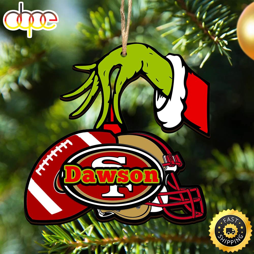 NFL San Francisco 49ers Personalized Your Name Grinch And Football Ornament Osd3b4