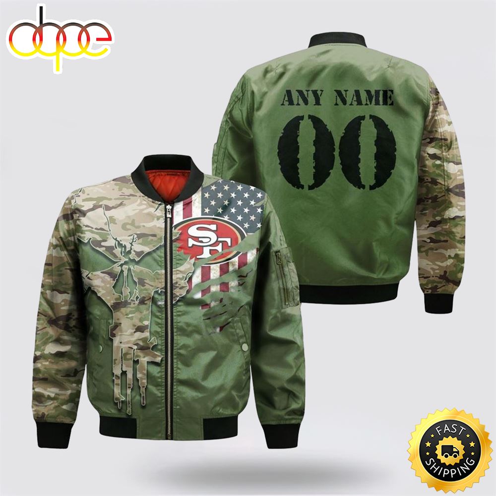 NFL San Francisco 49ers Special Camo Design For Veterans Day Bomber Jacket