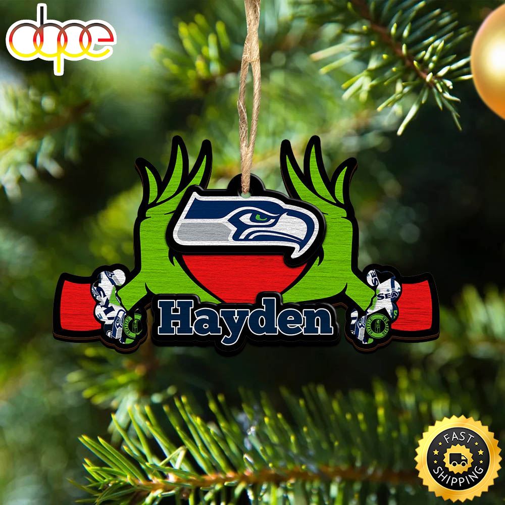 NFL Seattle Seahawks Grinch Christmas Ornament Personalized Your Name