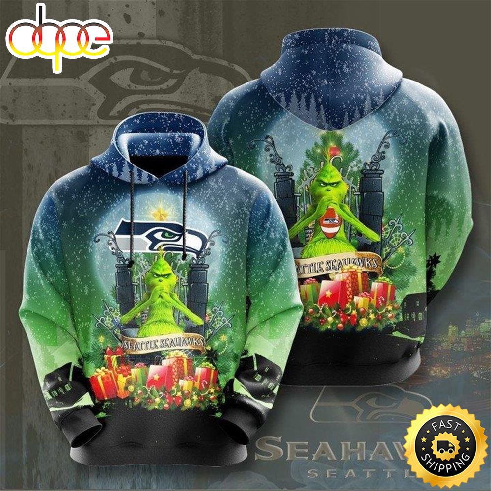 NFL Seattle Seahawks The Grinch Ugly Christmas Pullover Hoodie Vwrdgi