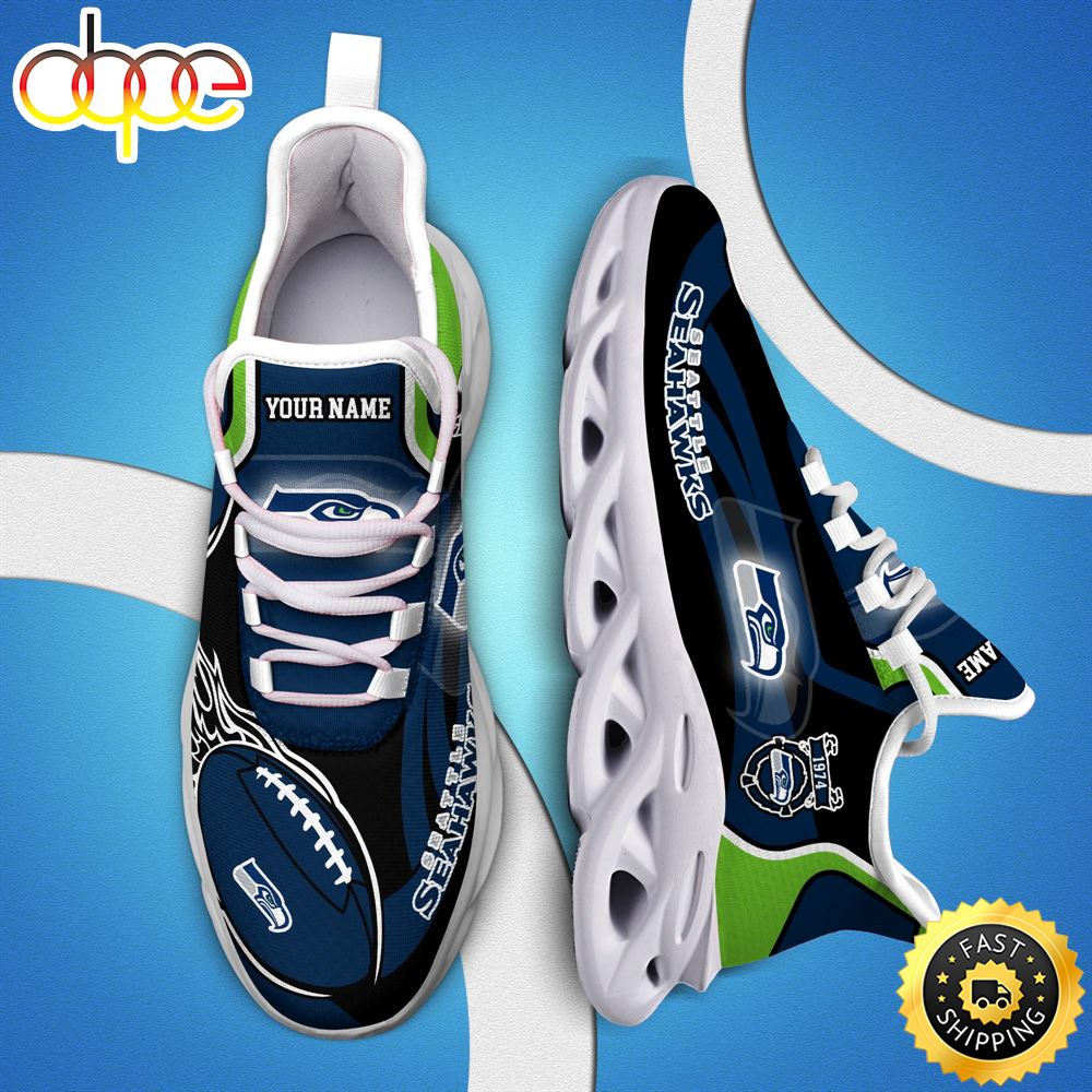 NFL Seattle Seahawks White C Sneakers Personalized Your Name