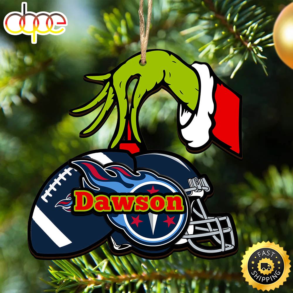 NFL Tennessee Titans Personalized Your Name Grinch And Football Ornament Onmmjv