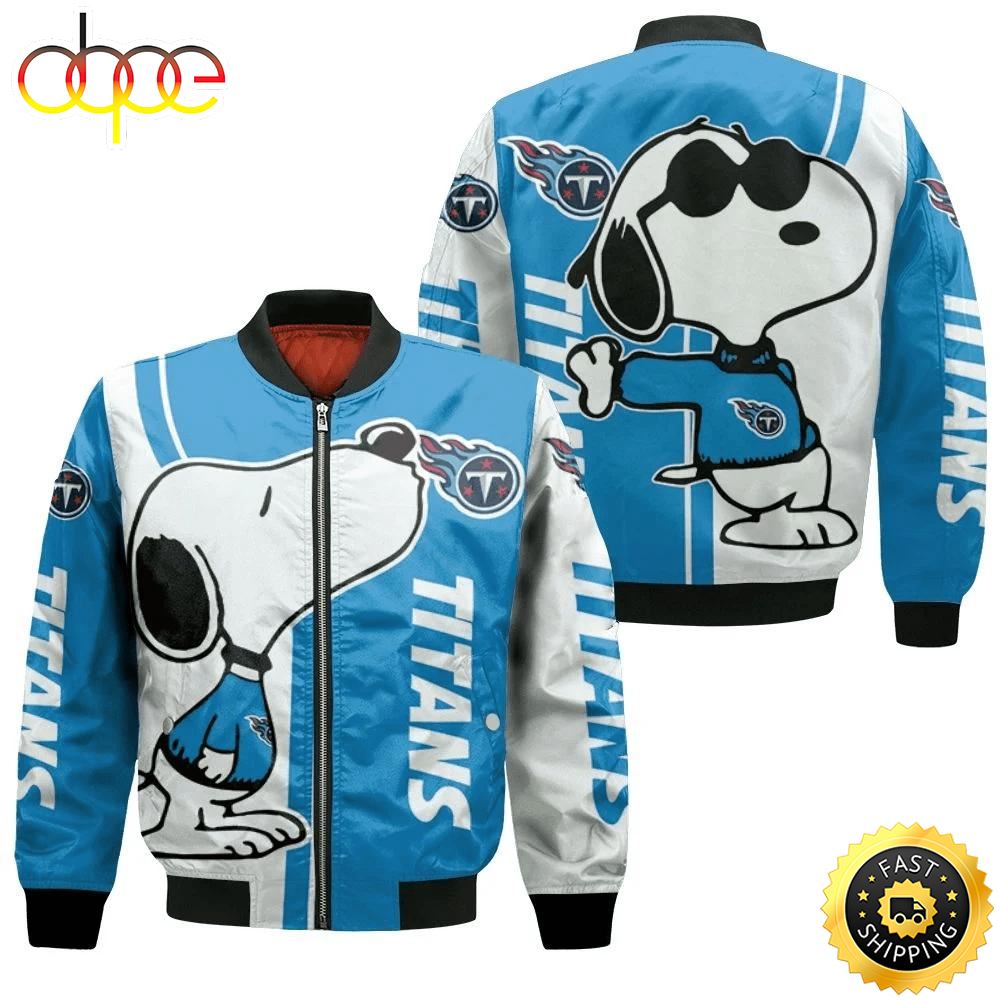 NFL Tennessee Titans Snoopy Blue White Bomber Jacket