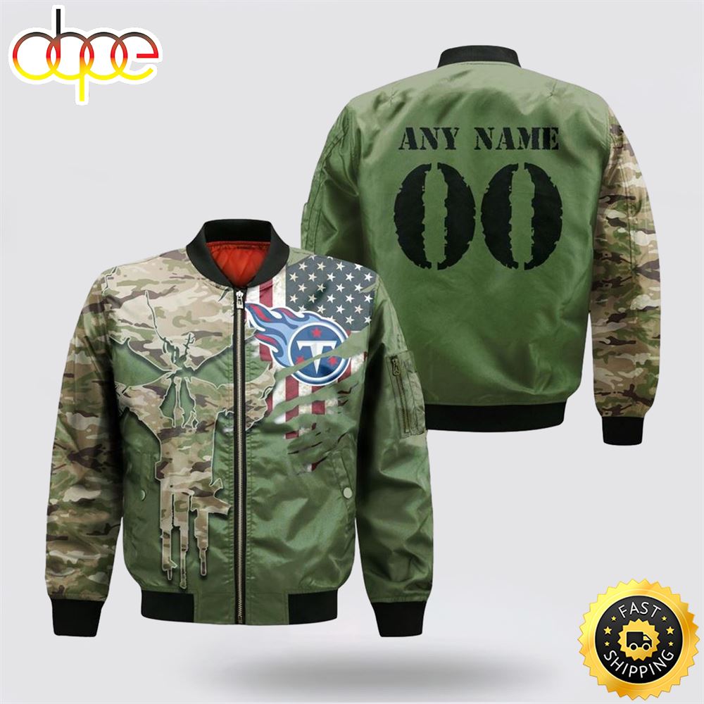 NFL Tennessee Titans Special Camo Design For Veterans Day Bomber Jacket