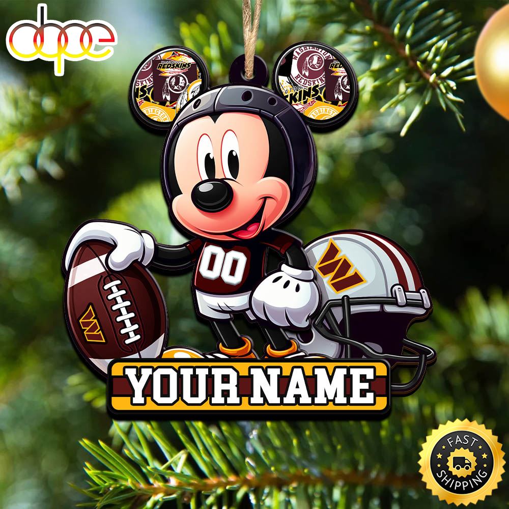 NFL Washington Commanders Mickey Mouse Ornament Personalized Your Name