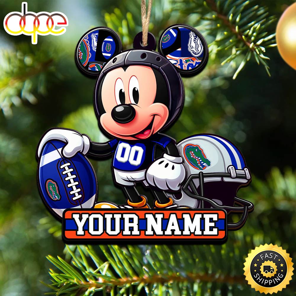 Ncaa Florida Gators Mickey Mouse Ornament Personalized Your Name