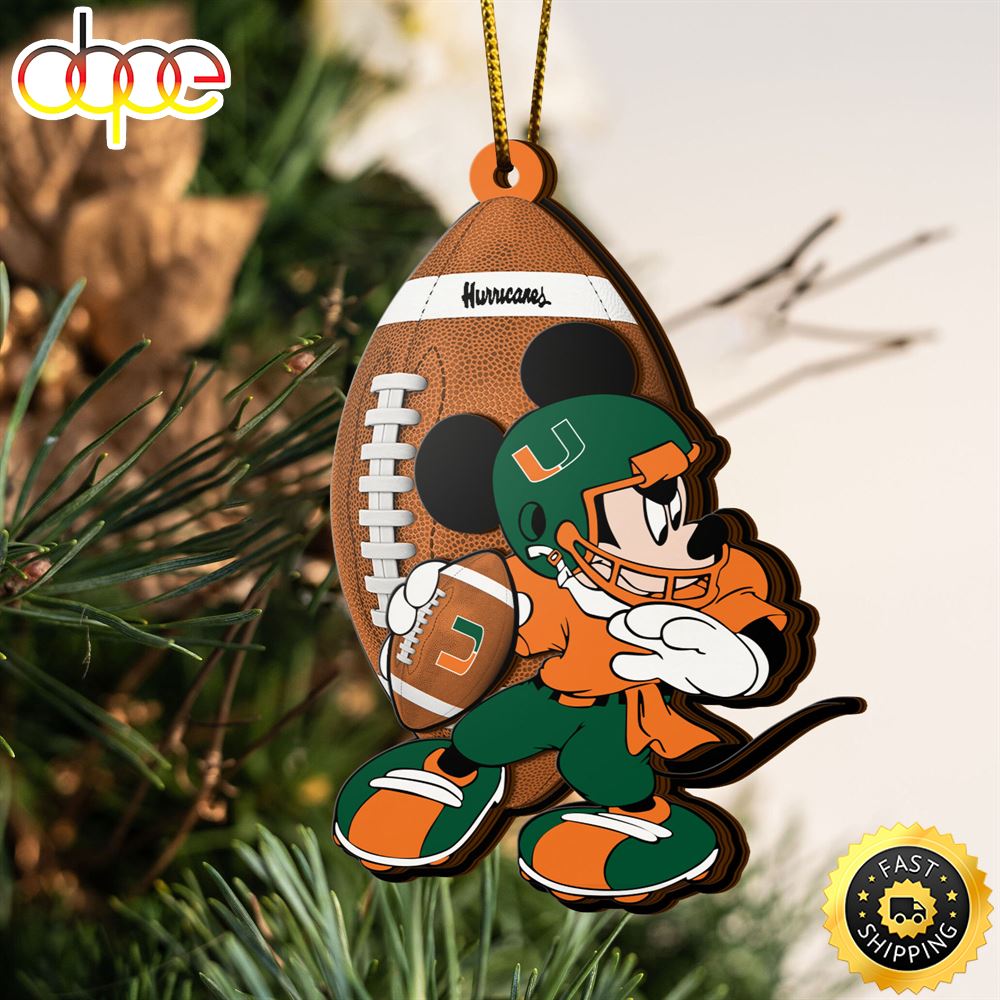 Ncaa Miami Hurricanes Mickey Mouse Christmas Ornament