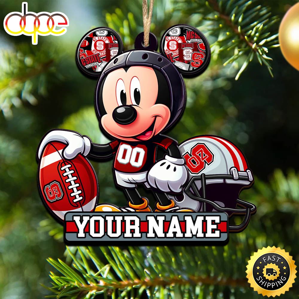 Ncaa Nc State Wolfpack Mickey Mouse Ornament Personalized Your Name