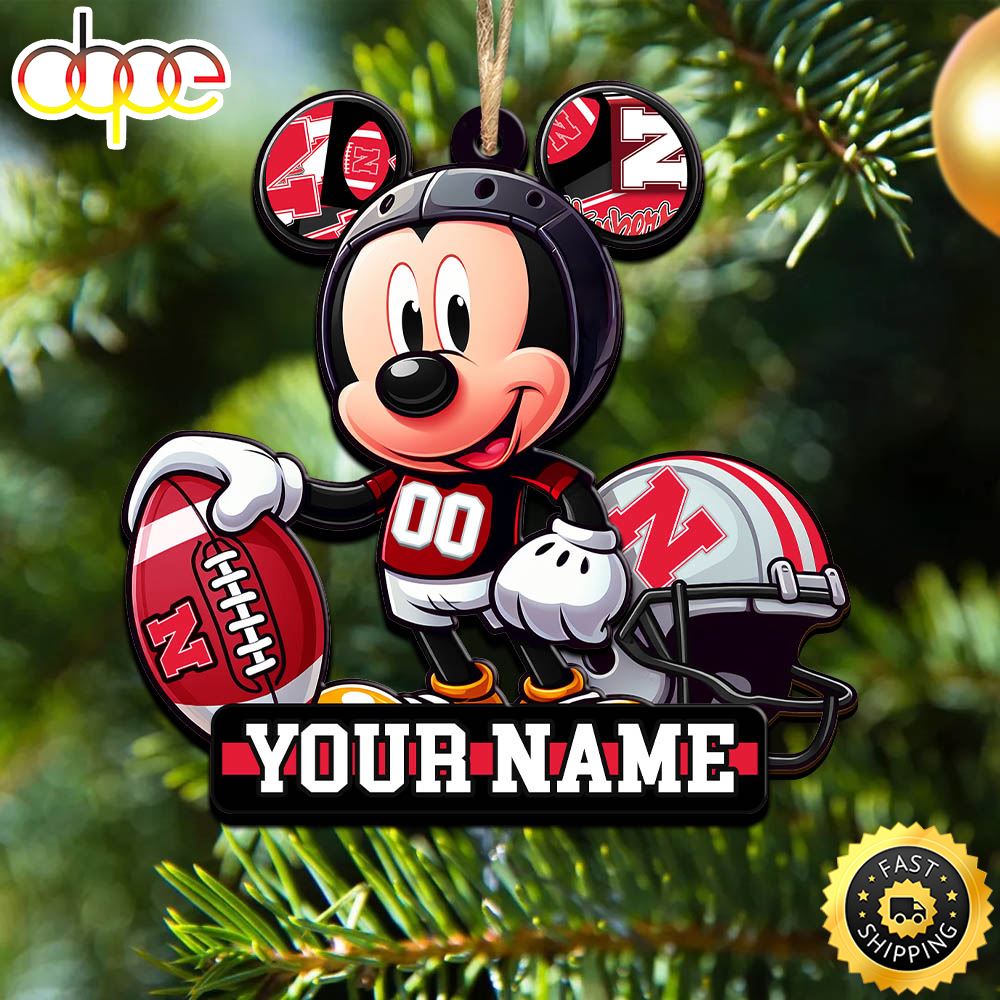 Ncaa Nebraska Cornhuskers Mickey Mouse Ornament Personalized Your Name