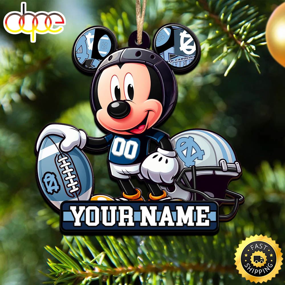 Ncaa North Carolina Tar Heels Mickey Mouse Ornament Personalized Your Name