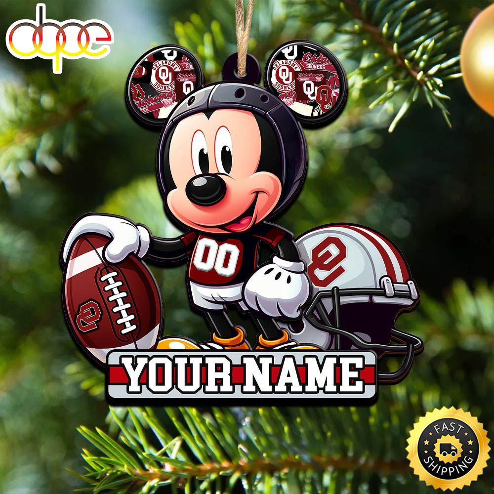 Ncaa Oklahoma Sooners Mickey Mouse Ornament Personalized Your Name