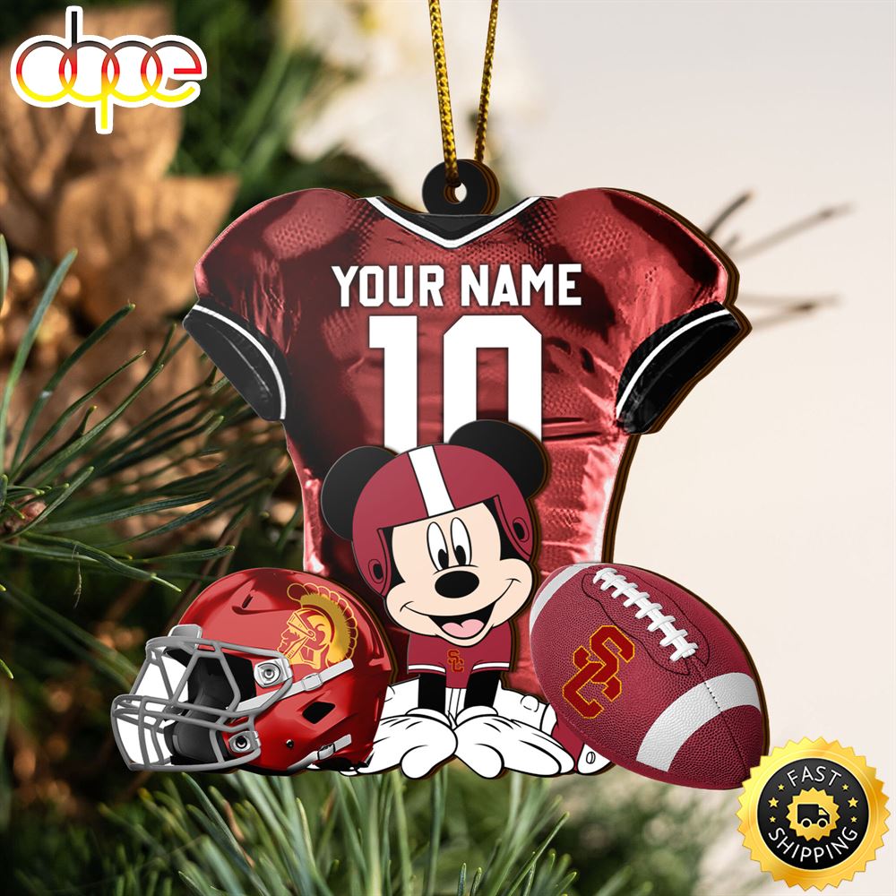 Ncaa Usc Trojans Mickey Mouse Christmas Ornament Custom Your Name And Number