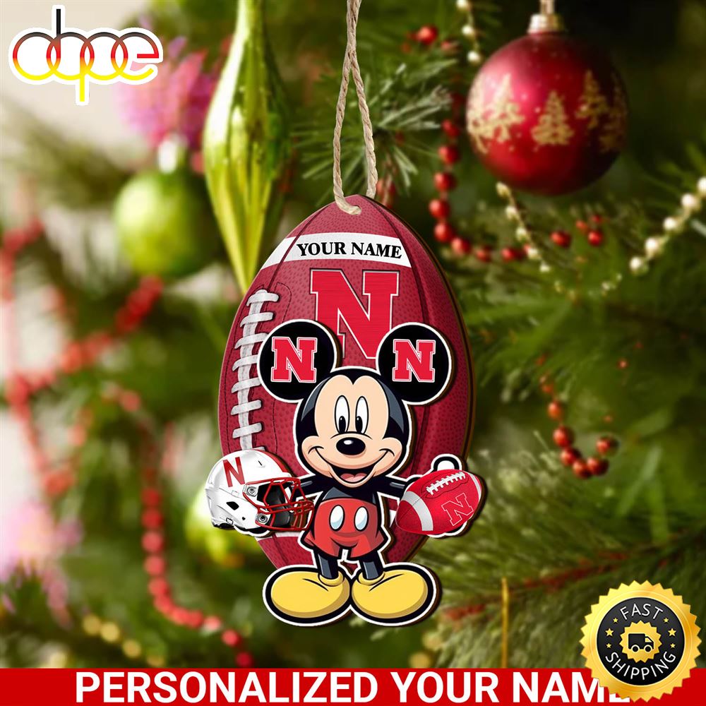 Nebraska Cornhuskers And Mickey Mouse Ornament Personalized Your Name