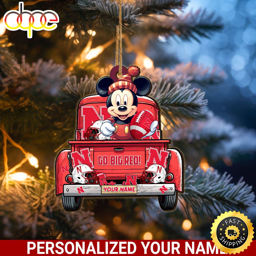 Nebraska Cornhuskers Mickey Mouse Ornament Personalized Your Name Sport Home Decor Nxxmit.jpg