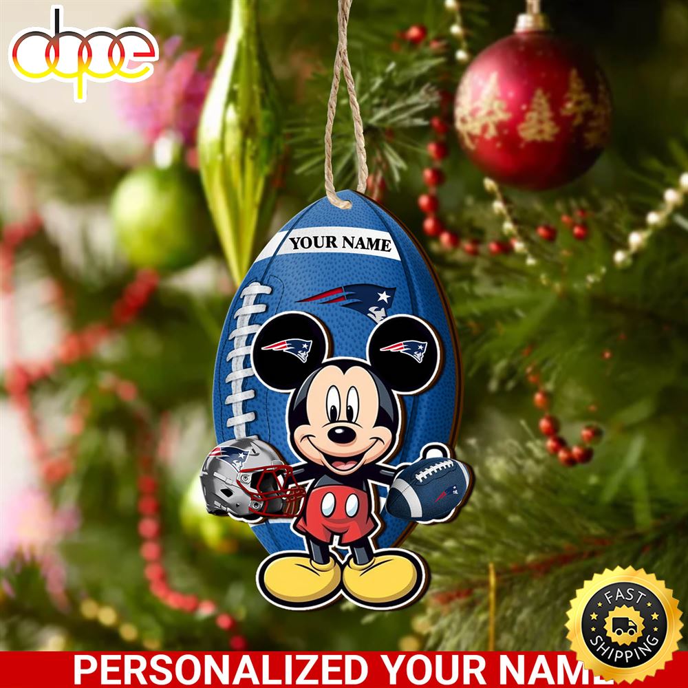 New England Patriots And Mickey Mouse Ornament Personalized Your Name