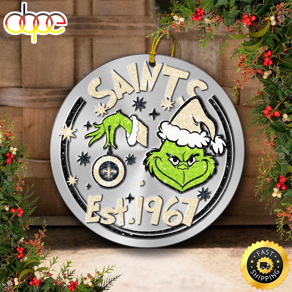 New Orleans Saints Grinch Circle Ornaments Christmas Dssjz2
