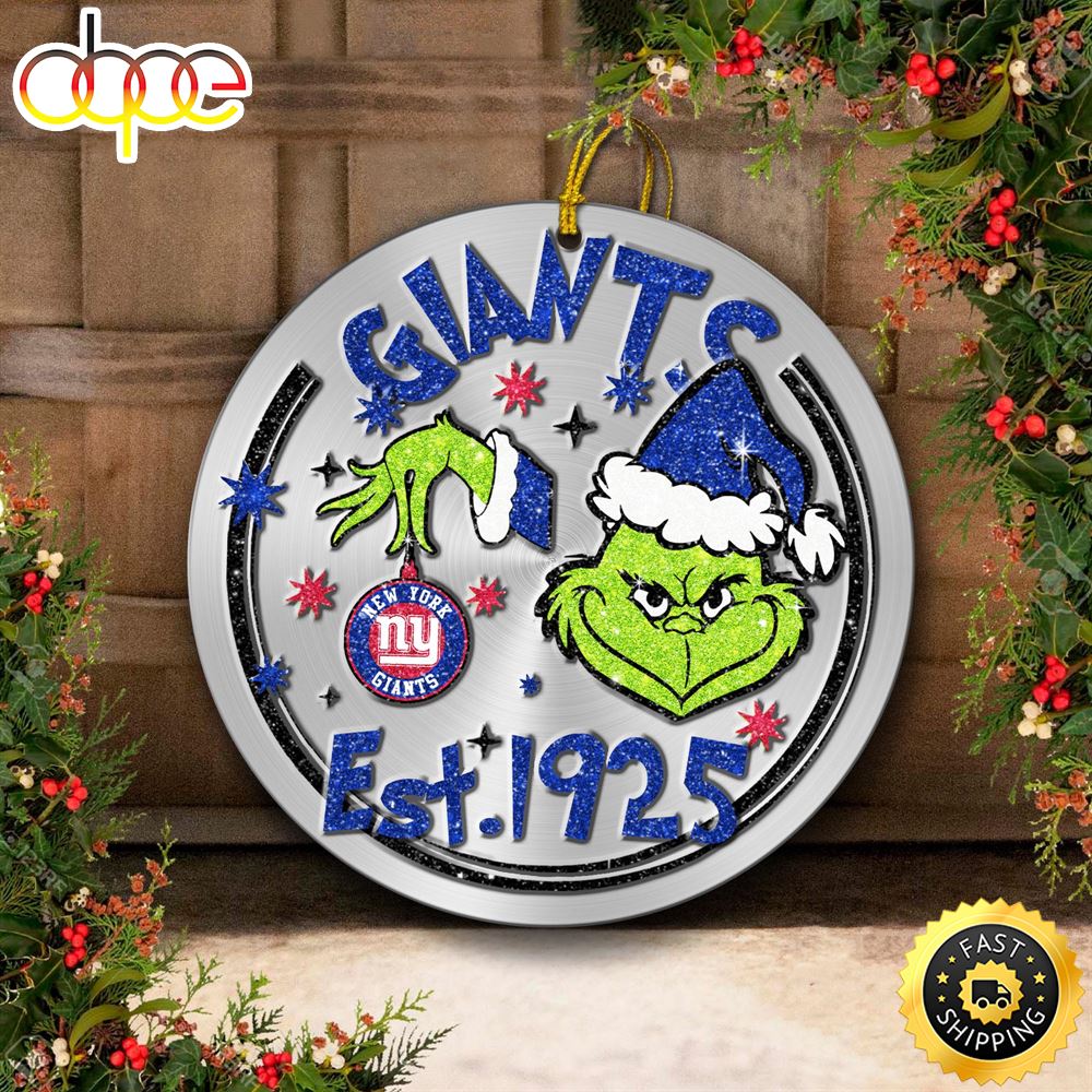 New York Giants Grinch Circle Ornaments Christmas Shaeao