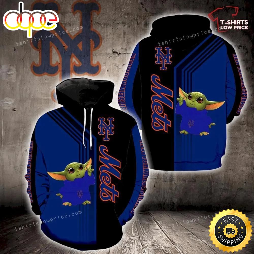 New York Mets Baby Yoda Full Print 3d Hoodie Zipper For Men Women New York Mets Fan Gift Tg0e2b