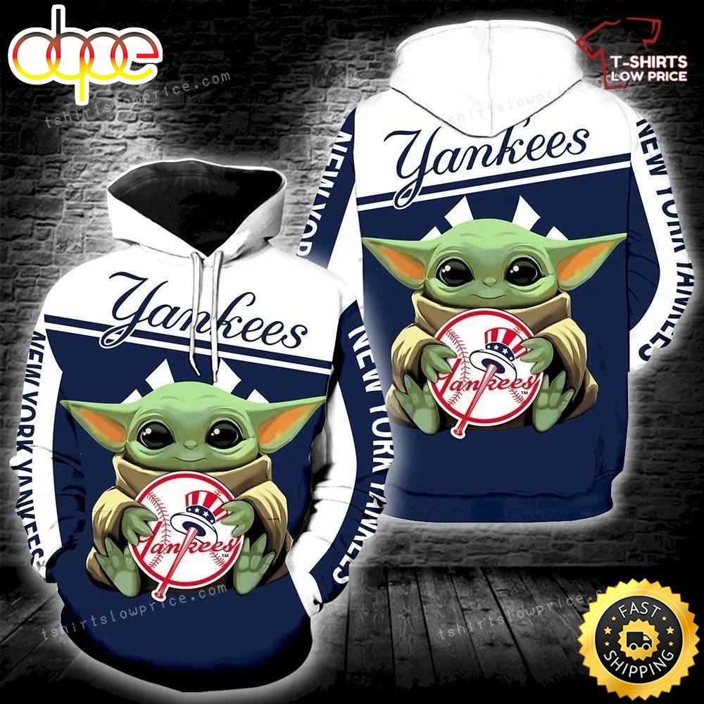 New York Yankees Baby Yoda Full Print 3d Hoodie Zipper Men Women Rdr85i
