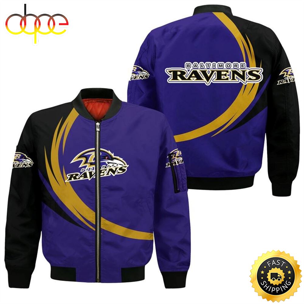 Nfl Baltimore Ravens Curve Design Bomber Jacket