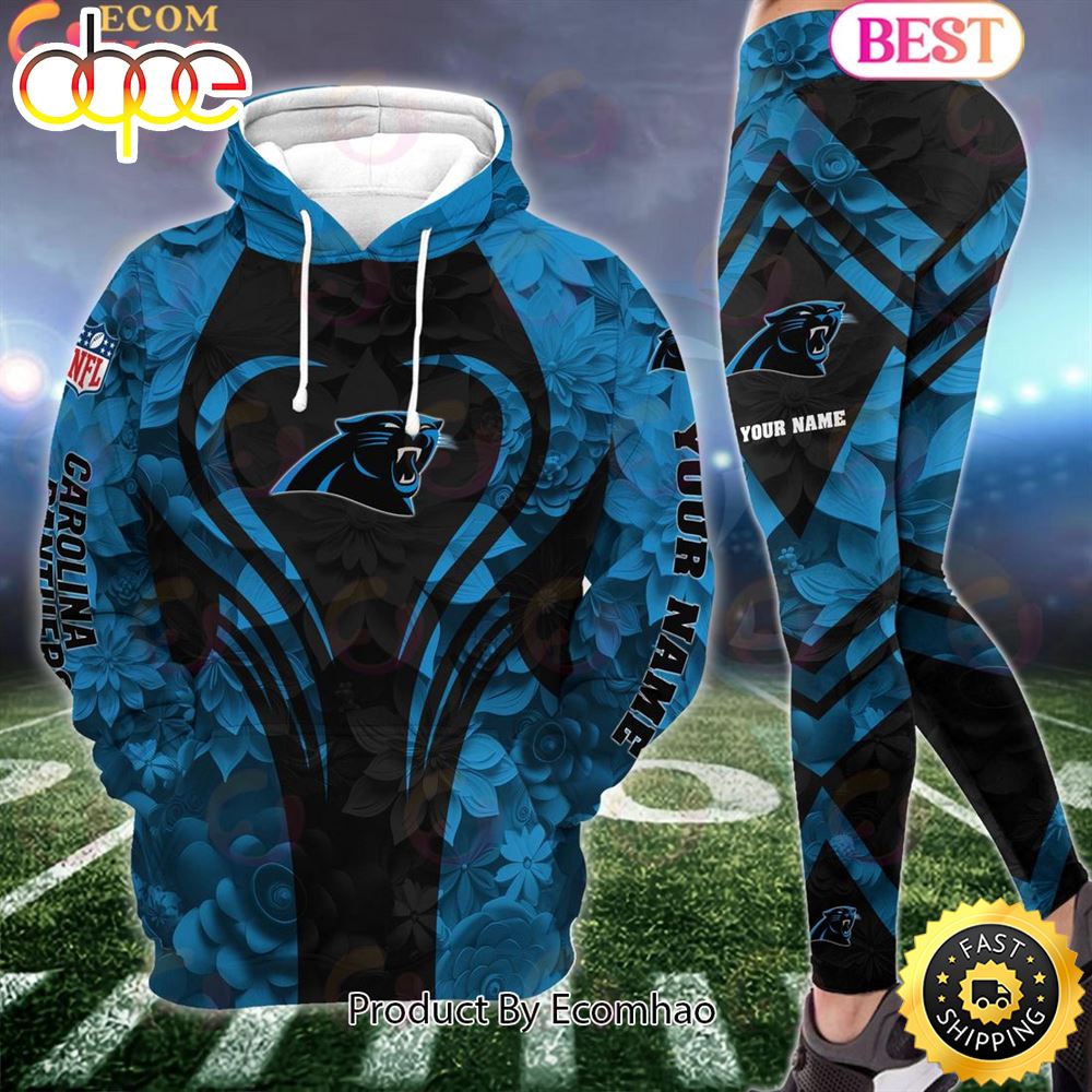 Nfl Carolina Panthers Special Flowers Design Hoodie And Leggings