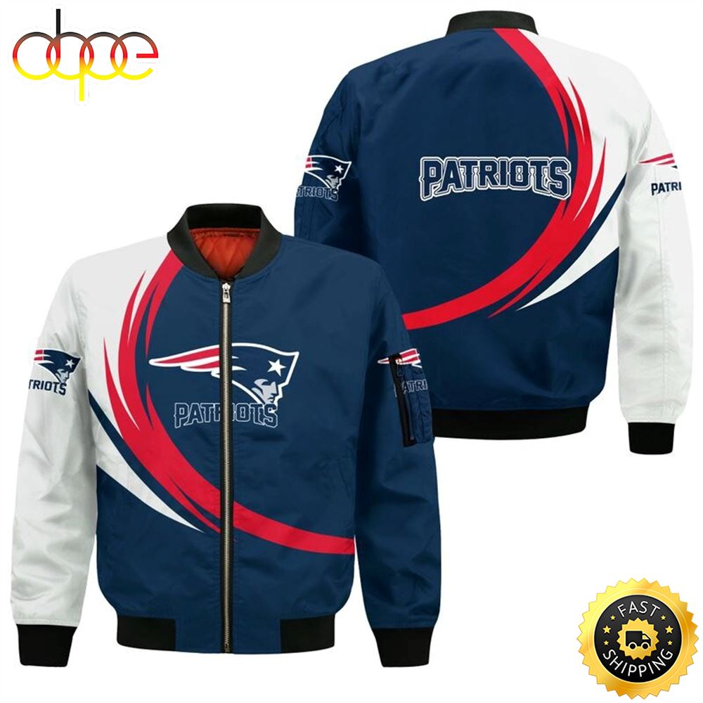 Nfl New England Patriots Curve Design Bomber Jacket