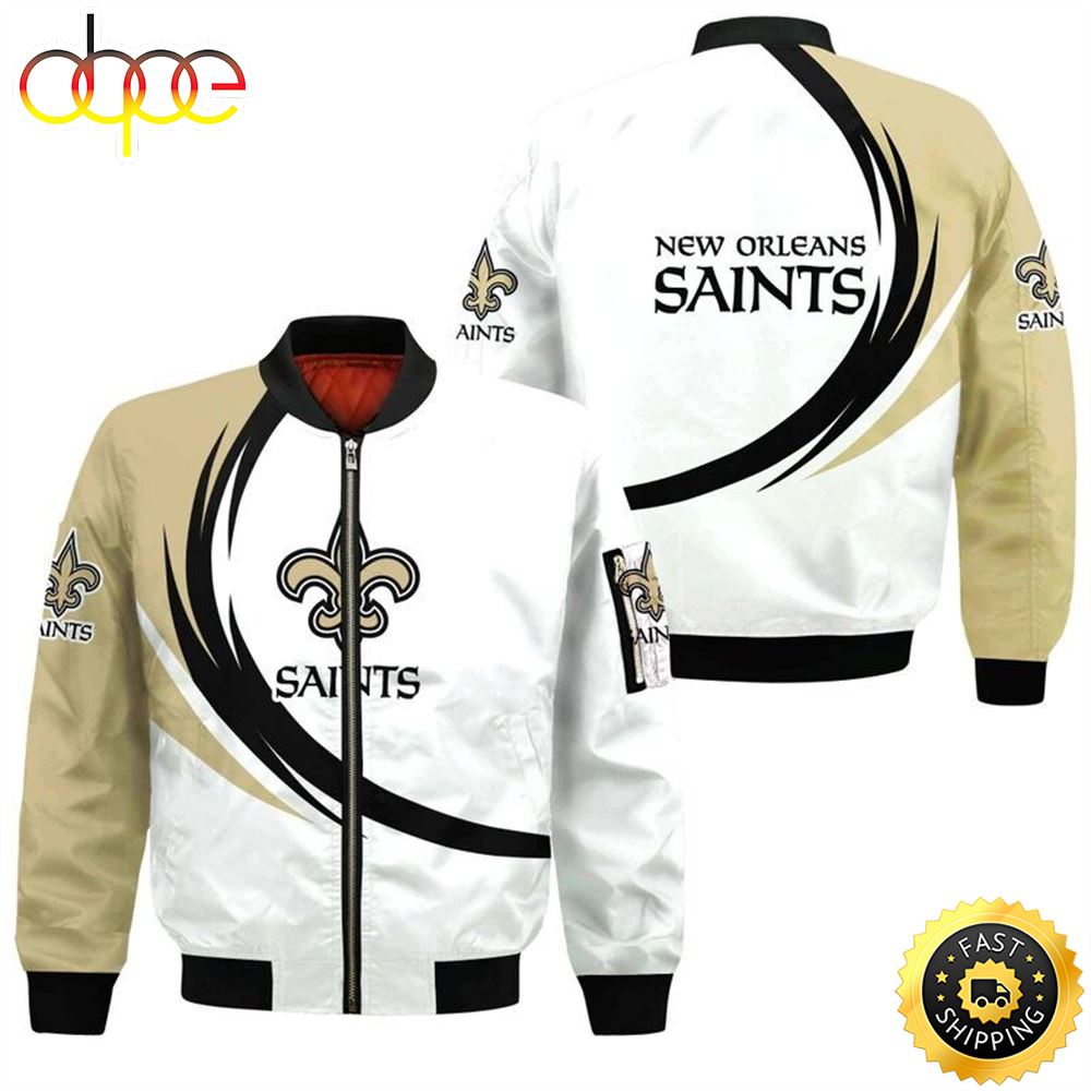 Nfl New Orleans Saints Curve Design Bomber Jacket