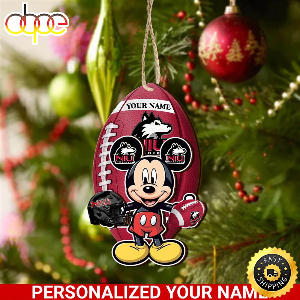 Northern Illinois Huskies And Mickey Mouse Ornament Personalized Your Name